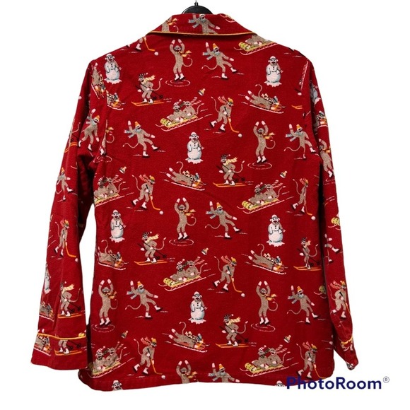 Nick and Nora Sock Monkey Flannel Pajama Top - Picture 2 of 3